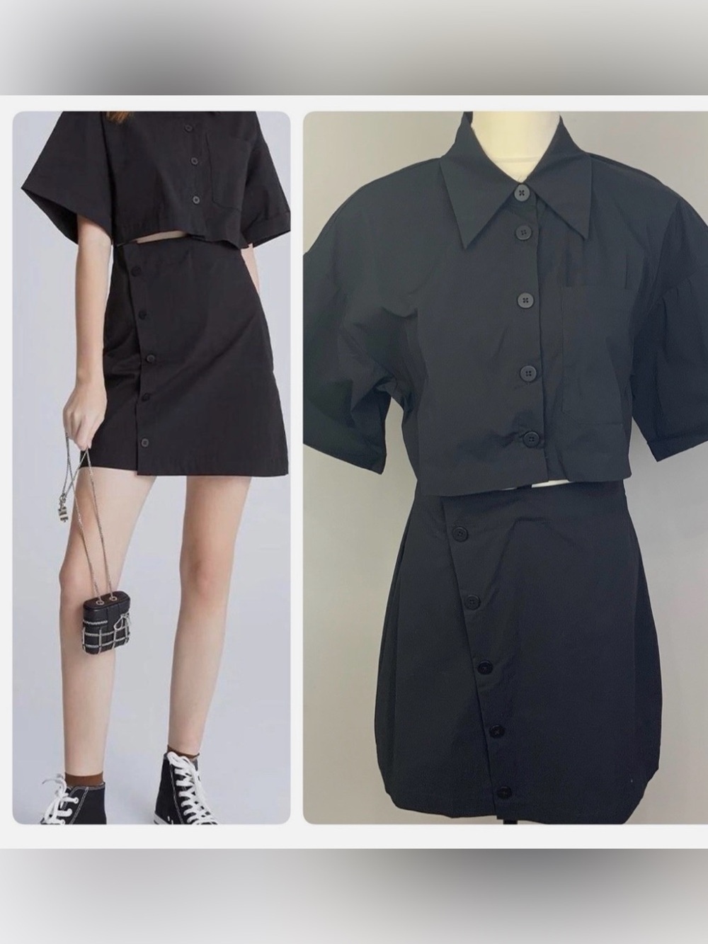 Urban Revivo Asymmetric Button Cut Out Collared Shirt Dress